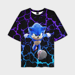 Мужская футболка оверсайз Sonic неоновый мрамор