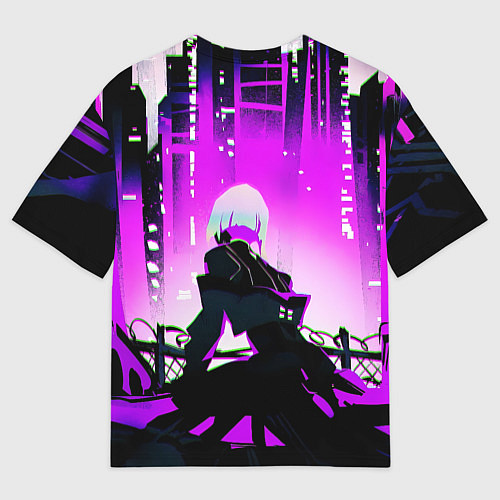 Мужская футболка оверсайз Люси нетраннер - фиолетовый / 3D-принт – фото 2