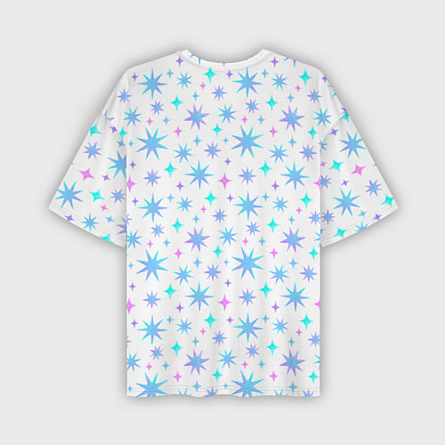 Мужская футболка оверсайз Разноцветные звезды на белом фоне / 3D-принт – фото 2