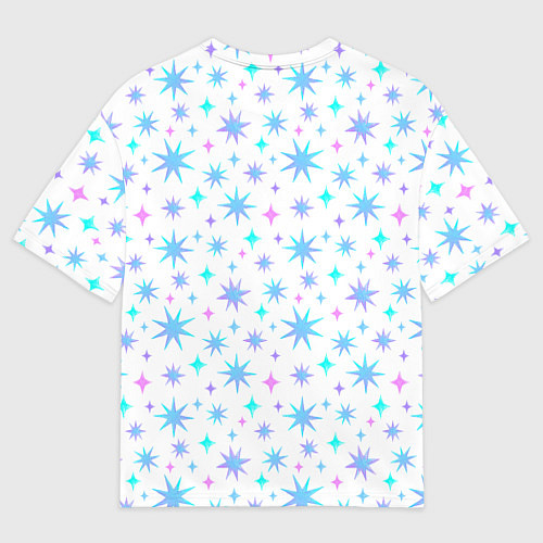 Мужская футболка оверсайз Разноцветные звезды на белом фоне / 3D-принт – фото 2