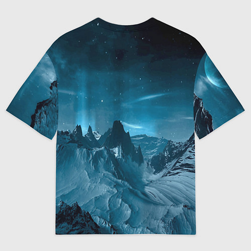 Мужская футболка оверсайз Снежные горные вершины / 3D-принт – фото 2