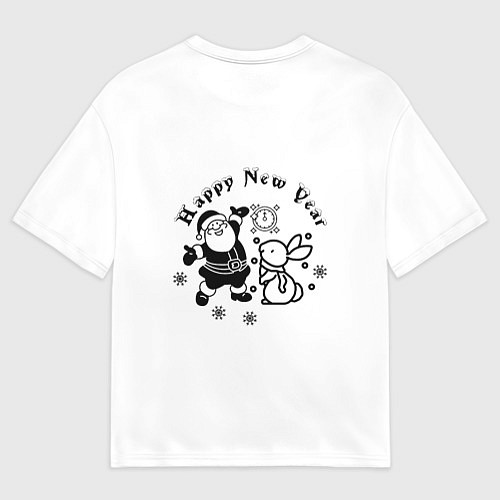 Мужская футболка оверсайз Год кролика / 3D-принт – фото 2