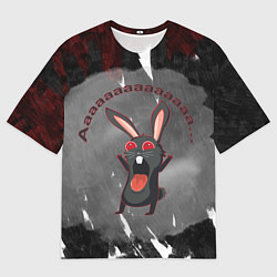 Футболка оверсайз мужская Черный кролик вопит как сумасшедший, цвет: 3D-принт