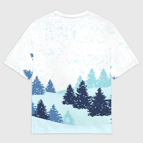 Мужская футболка оверсайз Санта на оленях / 3D-принт – фото 2