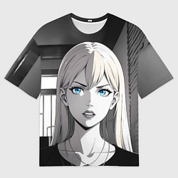 Мужская футболка оверсайз Нейросеть - аниме блондинка