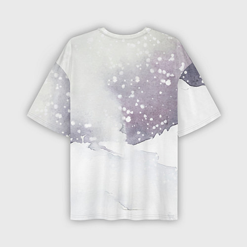 Мужская футболка оверсайз Милый кролик на снегу / 3D-принт – фото 2