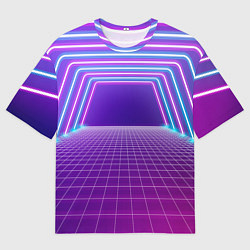 Мужская футболка оверсайз Вход в неоновый портал