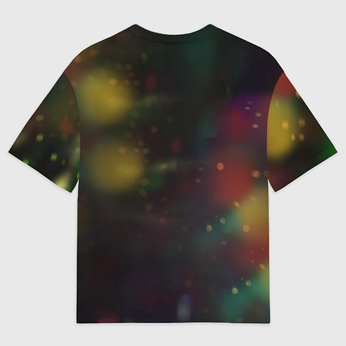 Мужская футболка оверсайз Новогодний котик с гирляндой / 3D-принт – фото 2