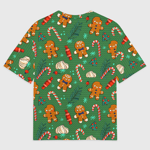 Мужская футболка оверсайз Новогодний свитер с печеньками / 3D-принт – фото 2
