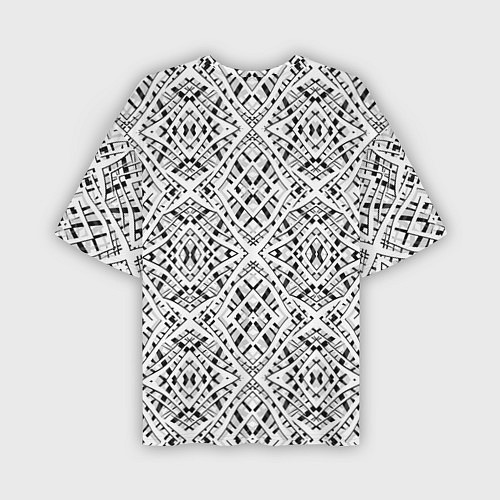 Мужская футболка оверсайз Геометрический узор в серо белых тонах / 3D-принт – фото 2