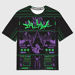 Футболка оверсайз мужская Evangelion neon poster, цвет: 3D-принт