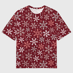 Футболка оверсайз мужская Новогодний узор из снежинок, цвет: 3D-принт