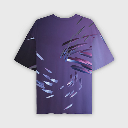 Мужская футболка оверсайз Фиолетовый абстрактный фон и стеклянные лезвия / 3D-принт – фото 2