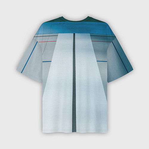 Мужская футболка оверсайз Абстрактные линии и цветные пластины / 3D-принт – фото 2