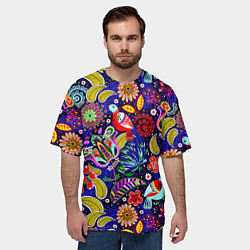 Футболка оверсайз мужская Multicolored floral patterns, цвет: 3D-принт — фото 2