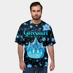 Футболка оверсайз мужская Крио слайм в снежинках, цвет: 3D-принт — фото 2