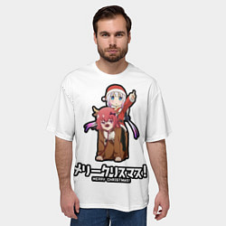 Футболка оверсайз мужская Олень Сатаня и Канна дракон - Горничная госпажи Ко, цвет: 3D-принт — фото 2