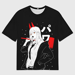 Футболка оверсайз мужская Пауэр на черном фоне, цвет: 3D-принт