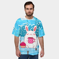 Футболка оверсайз мужская Зайчик и кексик, цвет: 3D-принт — фото 2