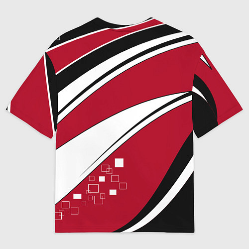 Мужская футболка оверсайз Красно черная абстракция на белом спорт / 3D-принт – фото 2
