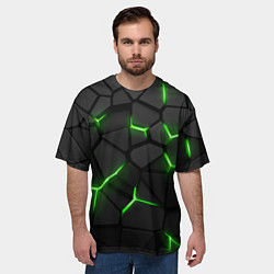 Футболка оверсайз мужская Green neon steel, цвет: 3D-принт — фото 2