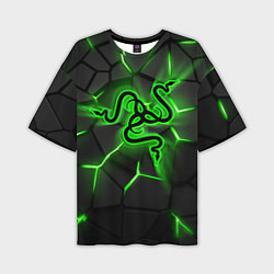 Мужская футболка оверсайз Razer neon logo