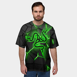 Футболка оверсайз мужская Razer neon logo, цвет: 3D-принт — фото 2