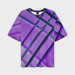 Мужская футболка оверсайз Фиолетовый фон и тёмные линии