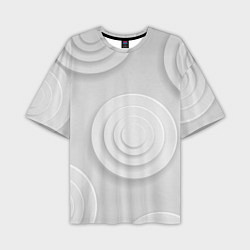 Мужская футболка оверсайз Серый фон и абстрактные белые объёмные окружности