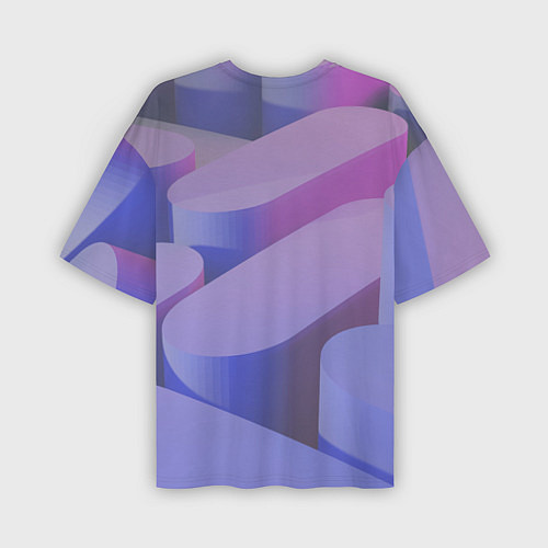 Мужская футболка оверсайз Абстрактные фиолетовые прямоугольники со скругленн / 3D-принт – фото 2