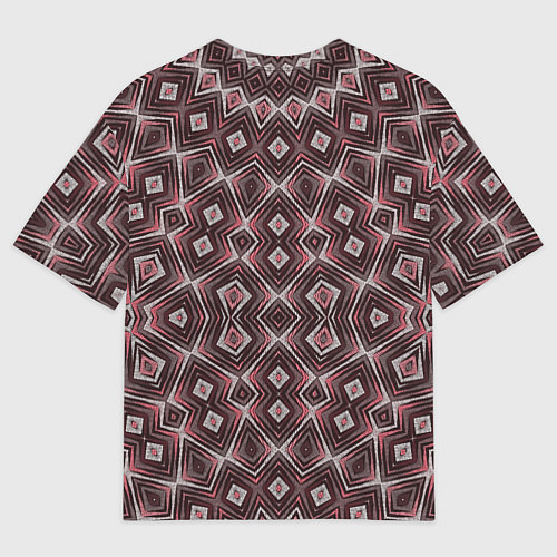 Мужская футболка оверсайз Розовый , коричневый калейдоскопический орнамент / 3D-принт – фото 2