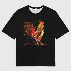 Мужская футболка оверсайз Огненный петух