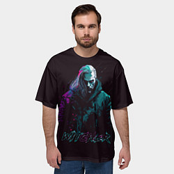 Футболка оверсайз мужская Ведьмак в неоновом стиле, цвет: 3D-принт — фото 2