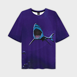 Мужская футболка оверсайз Акула в синем море