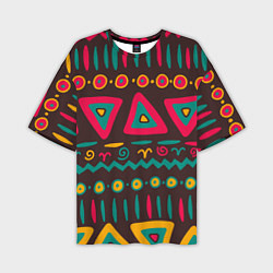 Мужская футболка оверсайз Разнообразный узор - треугольники, линии и круги