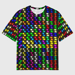 Мужская футболка оверсайз Разноцветные неоновые квадраты