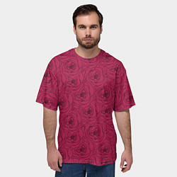 Футболка оверсайз мужская Узор в виде роз, цвет: 3D-принт — фото 2