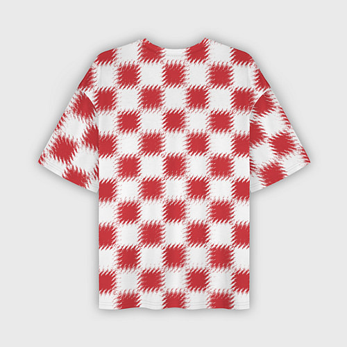 Мужская футболка оверсайз Красно-белый узор / 3D-принт – фото 2