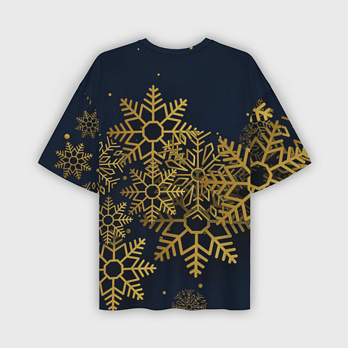 Мужская футболка оверсайз Золотые снежинки / 3D-принт – фото 2