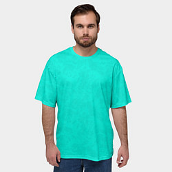 Футболка оверсайз мужская Яркий бирюзовый текстурированный, цвет: 3D-принт — фото 2