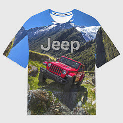 Футболка оверсайз мужская Chrysler Jeep Wrangler Rubicon - горы, цвет: 3D-принт