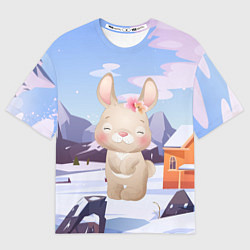 Футболка оверсайз мужская Зайка зима, цвет: 3D-принт