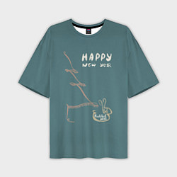 Мужская футболка оверсайз Леттеринг с новым 2023 годом кролика
