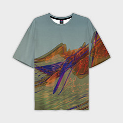 Мужская футболка оверсайз Волнообразные разноцветные музыкальные линии