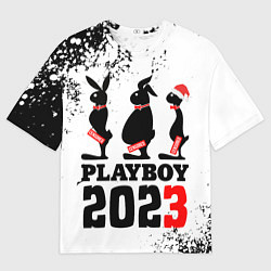 Футболка оверсайз мужская Новогодние пошлые кролики, цвет: 3D-принт