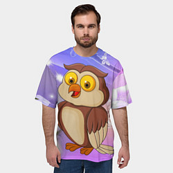 Футболка оверсайз мужская Счатливая сова, цвет: 3D-принт — фото 2