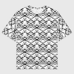 Футболка оверсайз мужская Черно белый геометрический узор, цвет: 3D-принт
