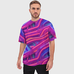 Футболка оверсайз мужская Neon waves, цвет: 3D-принт — фото 2