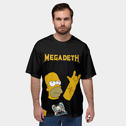 Футболка оверсайз мужская Megadeth Гомер Симпсон рокер, цвет: 3D-принт — фото 2