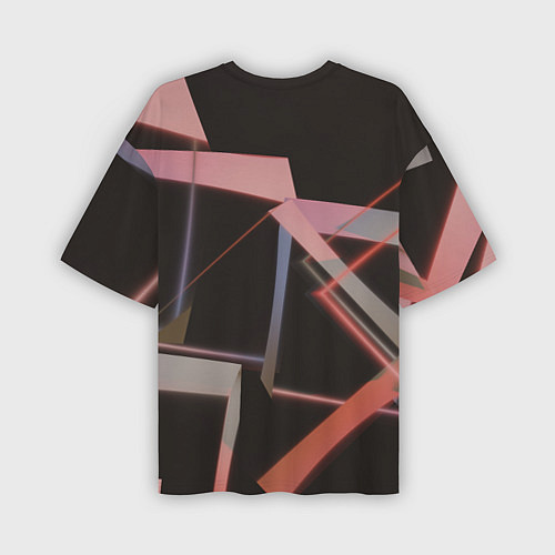 Мужская футболка оверсайз Абстрактные розовые стеклянные блоки / 3D-принт – фото 2